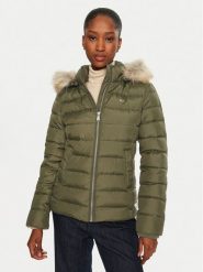 Tommy Hilfiger Kurtka puchowa DW0DW18312 Zielony Slim Fit. Zielone kurtki damskie Tommy Hilfiger, xs, bez wzorów, z puchu, bez kaptura. Za 619.99 zł.
