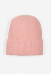 Różowa Czapka z Metaliczną Nicią i Wywinięciem Temivra. Czerwone czapki damskie Renee, bez wzorów, z jeansu. Za 34.99 zł.