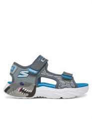 Skechers Sandały Creature-Splash- 400614L/CCBL Szary. Szare sandały chłopięce Skechers, ze skóry, bez zapięcia. Za 149.99 zł.