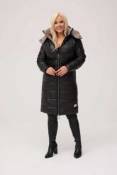 Pikowany ocieplony czarny płaszcz / kurtka Vanessa XXL OVERSIZE JESIEŃ ZIMA. Czarne kurtki damskie Moda Size Plus Iwanek, na jesień, s, bez wzorów, z poliesteru, bez kaptura. W wyprzedaży za 299.90 zł.
