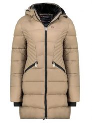 Geographical Norway Płaszcz zimowy "Bee" w kolorze szarobrązowym rozmiar: S. Brązowe płaszcze damskie Geographical Norway, na zimę, s, bez wzorów, z puchu, bez kaptura. Za 239.95 zł.