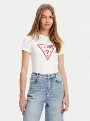 Guess Jeans T-Shirt W4YI04 J1314 Biały Regular Fit. Białe t-shirty damskie Guess Jeans, l, z aplikacjami, z bawełny, bez kołnierzyka. Za 109.99 zł.