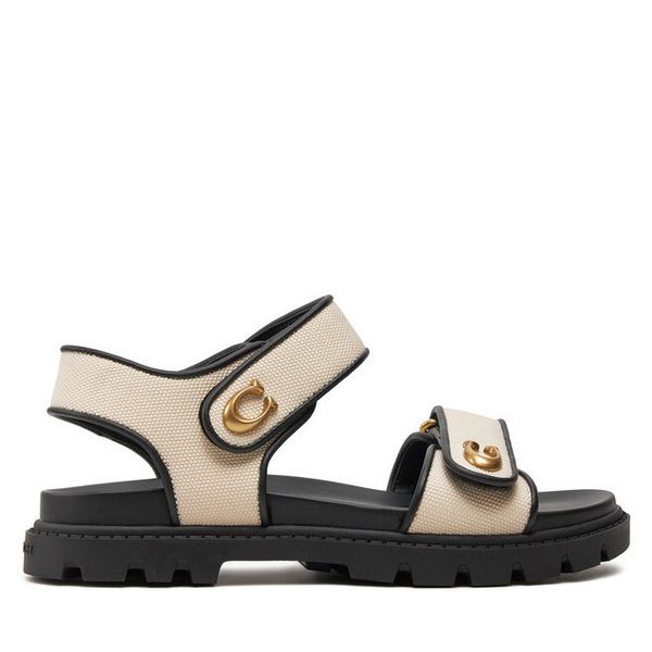 Sandały Coach. Brązowe sandały damskie Coach, bez wzorów, bez obcasa, na płaskiej podeszwie, bez zapięcia. Za 919.99 zł.