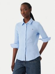 Tommy Hilfiger Koszula WW0WW43528 Niebieski Slim Fit. Niebieskie koszule damskie Tommy Hilfiger, xxs, bez wzorów, z bawełny, bez kołnierzyka, bez ramiączek. Za 409.99 zł.