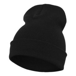 Organiczna Długa Czapka Heavyweight. Czarne czapki damskie FLEXFIT, bez wzorów, z dzianiny. Za 122.99 zł.