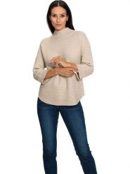 Heine Sweter w kolorze beżowym rozmiar: 50. Brązowe swetry klasyczne damskie Heine, prążkowane, bez kołnierzyka. Za 86.99 zł.