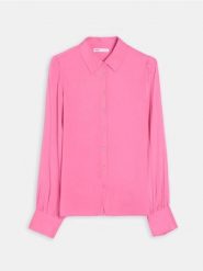 Koszula z wiskozy - różowy. Czerwone koszule damskie Sinsay, l, bez wzorów, z wiskozy, bez kołnierzyka, bez ramiączek. Za 39.99 zł.