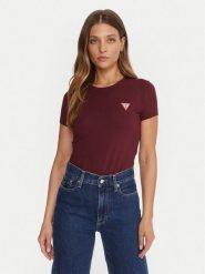 Guess T-Shirt W2YI44 J1314 Bordowy Regular Fit. Czerwone t-shirty damskie Guess, s, z aplikacjami, z bawełny, bez kołnierzyka. Za 109.99 zł.