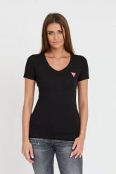 GUESS Czarny damski t-shirt Mini Triangle Tee, Rozmiar XL. Czarne t-shirty damskie Guess, s, z aplikacjami, bez kołnierzyka. W wyprzedaży za 69.99 zł.