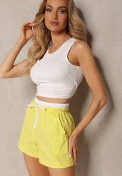 Żółte Szorty z Bawełny z Gumką w Talii Timapella. Żółte szorty damskie Renee, z aplikacjami, z bawełny. Za 34.99 zł.