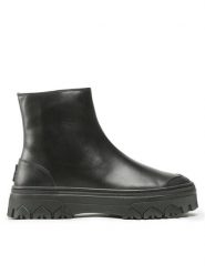 Patrizia Pepe Botki 8Y0016/L011-K103 Czarny. Czarne botki damskie Patrizia Pepe, ze skóry, bez obcasa, na płaskiej podeszwie, bez zapięcia. Za 1,249.00 zł.