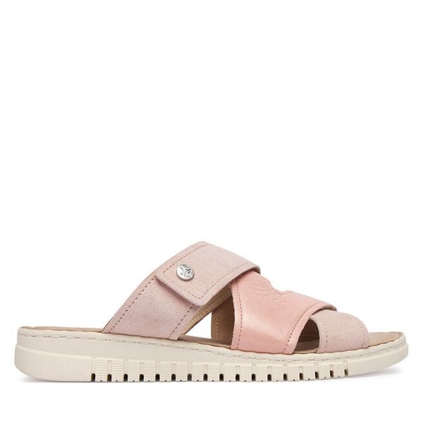 Klapki Caprice. Czerwone klapki damskie Caprice, bez wzorów, bez obcasa, bez zapięcia. Za 299.99 zł.