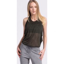 Nike - Top. Szare koszulki sportowe damskie Nike, z nadrukiem, z dzianiny, bez rękawów. W wyprzedaży za 119.90 zł.
