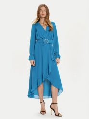 Rinascimento Sukienka koktajlowa CFC0121218003 Błękitny Regular Fit. Niebieskie sukienki damskie Rinascimento, bez wzorów, z syntetyku, wizytowe, bez ramiączek. Za 319.99 zł.