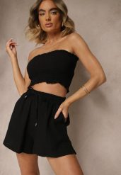 Czarne Ażurowe Szorty z Bawełny Nevorene. Czarne szorty damskie Renee, w ażurowe wzory, z bawełny. Za 49.99 zł.