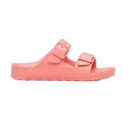 Klapki damskie Birkenstock Arizona Eva. Czerwone klapki damskie Birkenstock, bez wzorów, z materiału, bez obcasa, bez zapięcia. Za 304.00 zł.