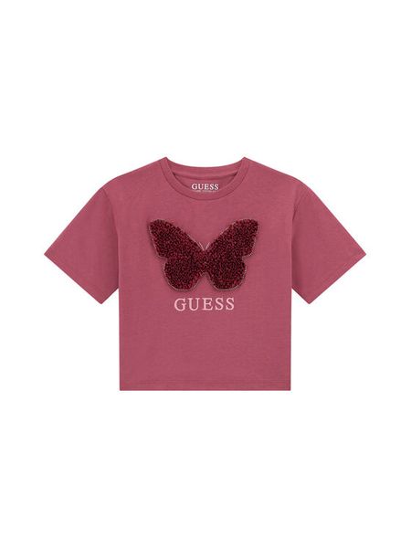 Guess T-Shirt J5YI47 K8HM4 Różowy Regular Fit. Czerwone koszulki i t-shirty dziewczęce Guess, z aplikacjami, z bawełny, bez kołnierzyka, bez ramiączek. Za 69.99 zł.