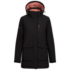 Trespass Hosho - Damska kurtka przeciwdeszczowa czarna. Czarne kurtki damskie Trespass, bez wzorów, z puchu, bez kaptura. Za 510.99 zł.
