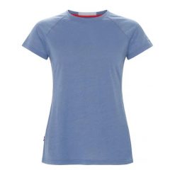 Damska koszulka z merynosów Elevenate Primo. Niebieskie koszulki sportowe damskie ELEVENATE, bez wzorów, bez ramiączek. Za 319.50 zł.