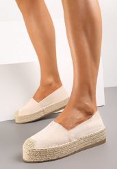 Beżowe Wsuwane Espadryle na Grubej Podeszwie z Jutowej Plecionki Alarnia. Brązowe espadryle damskie Renee, bez wzorów, z jeansu, bez obcasa. Za 59.99 zł.