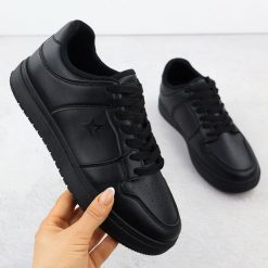 Półbuty sportowe czarne Big Star RR274A242. Czarne obuwie sportowe casual damskie Big Star, ze skóry ekologicznej. Za 99.00 zł.
