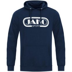 Bluza z kapturem Jako Retro. Niebieskie bluzy damskie JAKO, s, bez wzorów, z bawełny, z kapturem. Za 206.35 zł.