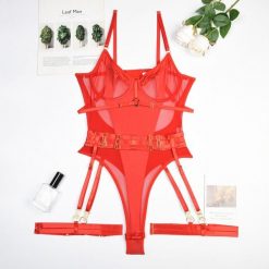 Zestaw trzyczęściowy z body na specjalne okazje Biggy. Czarne body i gorsety Intica, z aplikacjami, z materiału. Za 149.00 zł.