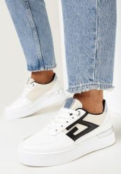 Białe Sznurowane Sneakersy na Płaskiej Grubej Podeszwie Zantea. Białe obuwie sportowe damskie Born2be, bez zapięcia. Za 84.99 zł.