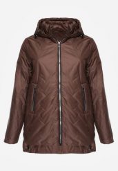 Brązowa Przejściolwa Pikowana Kurtka z Odpinanym Kapturem Nevistta. Brązowe kurtki damskie Born2be, plus size, bez wzorów, z jeansu. Za 139.99 zł.