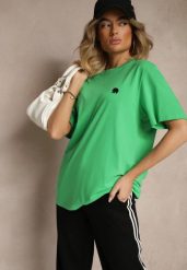 Zielona Bawełniana Koszulka T-shirt z Małym Słonikiem Laniriel. Zielone bluzki damskie Renee, l, bez wzorów, z bawełny, bez kołnierzyka, bez ramiączek. Za 34.99 zł.