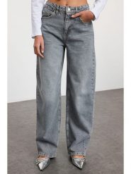 Trendyol Dżinsy - Baggy fit - w kolorze niebieskim rozmiar: 40. Niebieskie jeansy damskie Trendyol, z podwyższonym stanem. Za 119.95 zł.