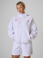 4F Bluza dresowa regular z kapturem damska - biała XL. Białe bluzy damskie 4F, xl, bez wzorów, z dresówki. Za 199.99 zł.