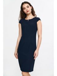 Nife Sukienka w kolorze granatowym rozmiar: 36. Niebieskie sukienki damskie Nife, bez wzorów, z tkaniny, bez ramiączek. Za 130.19 zł.