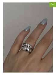 Heliophilia Pierścionki (2 szt.) z cyrkoniami rozmiar: onesize. Szare pierścionki damskie Heliophilia, z cyrkonią, srebrne. Za 135.17 zł.