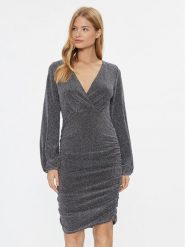 Vila Sukienka koktajlowa 14089866 Srebrny Regular Fit. Szare sukienki damskie Vila, bez wzorów, z syntetyku, wizytowe, bez ramiączek. Za 139.99 zł.