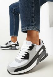 Czarno-Szare Sneakersy na Grubej Podeszwie z Wstawką Denni. Czarne obuwie sportowe damskie Born2be, przed kostkę, bez zapięcia. Za 109.99 zł.