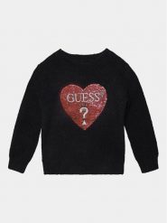 Guess Sweter K3BR02 Z2YA0 Czarny Regular Fit. Czarne swetry dziewczęce Guess, z aplikacjami, z syntetyku, bez kołnierzyka, bez ramiączek. Za 149.99 zł.