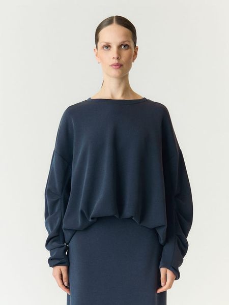 YAS Bluza w kolorze granatowym rozmiar: XS. Niebieskie bluzy damskie YAS, xs, bez wzorów, bez kaptura. Za 210.31 zł.
