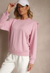 Różowa Bluza z Wiskozą z Szerokimi Ramionami Alioris. Czerwone bluzy damskie Renee, bez wzorów, z jeansu, bez kaptura. Za 69.99 zł.