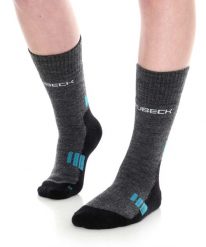 Skarpety damskie trekkingowe z wełną merino Brubeck Trekking Light. Niebieskie skarpetki damskie Brubeck, bez wzorów, z dzianiny. Za 64.99 zł.