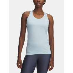 Dasmski Top Na Ramiączkach Under Armour Tech Mesh Racer Tank. Niebieskie koszulki sportowe damskie Under Armour, bez wzorów, z meshu, bez ramiączek, na fitness i siłownię. Za 129.99 zł.