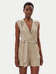 Guess Kombinezon W5GD99 WH6E0 Beżowy Regular Fit. Brązowe sukienki damskie Guess, z aplikacjami, z wiskozy, bez ramiączek. Za 739.99 zł.
