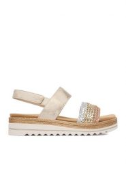 Remonte Sandały CEO-D0Q56-90 Złoty. Żółte sandały damskie Remonte, bez wzorów, ze skóry, bez obcasa, na płaskiej podeszwie, bez zapięcia. Za 379.99 zł.