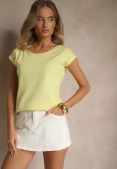 Żółty Basicowy T-shirt z Bawełny Ralotea. Żółte t-shirty damskie Renee, m, bez wzorów, z bawełny, bez kołnierzyka. Za 34.99 zł.
