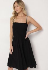 Czarna Wiskozowa Sukienka Rozkloszowana na Ramiączkach Fillanta. Czarne sukienki damskie Born2be, bez wzorów, z wiskozy, eleganckie, bez ramiączek. W wyprzedaży za 63.74 zł.