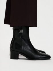 Calvin Klein Botki Block Heel Ank Boot Lth Hdw HW0HW03171 Czarny. Czarne botki damskie Calvin Klein, ze skóry, bez obcasa, na słupku, bez zapięcia. Za 768.99 zł.