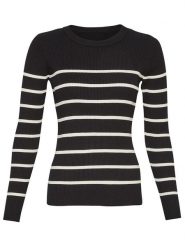 MOSS COPENHAGEN Sweter "Harike" w kolorze czarno-białym rozmiar: XS/S. Białe swetry klasyczne damskie Moss Copenhagen, s, prążkowane, bez kołnierzyka. Za 74.63 zł.