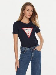 Guess T-Shirt W1YI1B I3Z14 Granatowy Regular Fit. Niebieskie t-shirty damskie Guess, s, z aplikacjami, z bawełny, bez kołnierzyka. Za 129.99 zł.