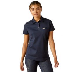 Damska koszulka polo Ariat Rebar Foreman. Niebieskie koszulki damskie Ariat, bez wzorów, bez kołnierzyka, bez ramiączek. Za 227.00 zł.