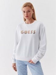 Guess Bluza W3YQ13 K8802 Biały Relaxed Fit. Białe bluzy damskie Guess, xl, z aplikacjami, z bawełny, bez kaptura. Za 269.99 zł.